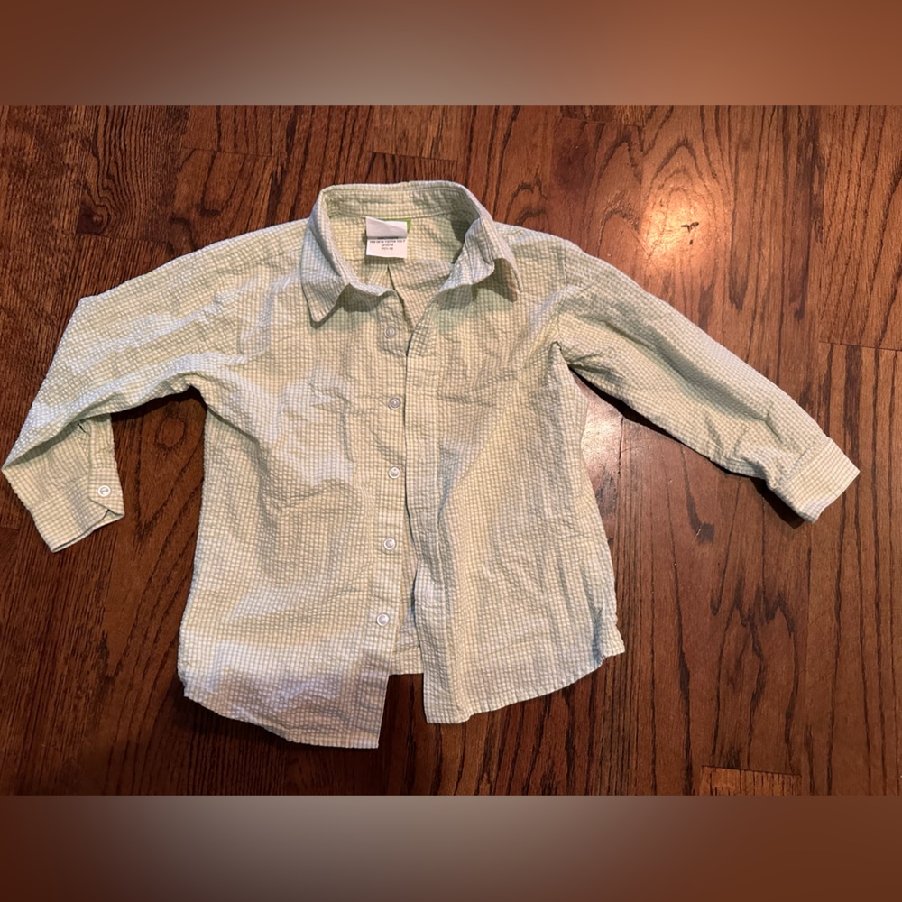 Classic whimsy lime green 4T Striped Seersucker Classic Fit Button down